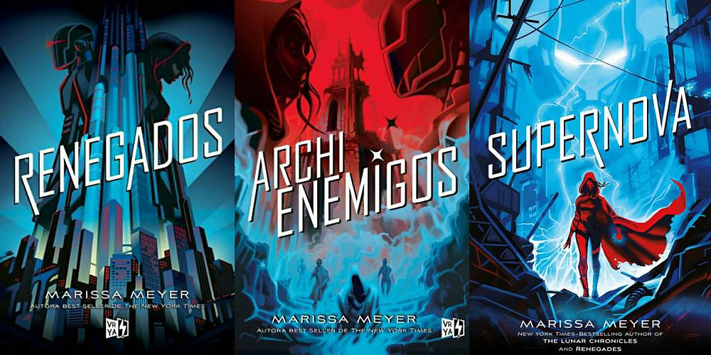 portadas de la trilogia de renegados por marissa meyer